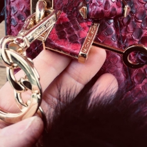 Michael Kors Collection Python Casey Satchel With Pom - Picture 6 of 8